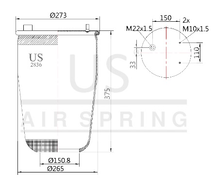 2836 P10 AIR SPRING DAF NEW MODEL RUBBER