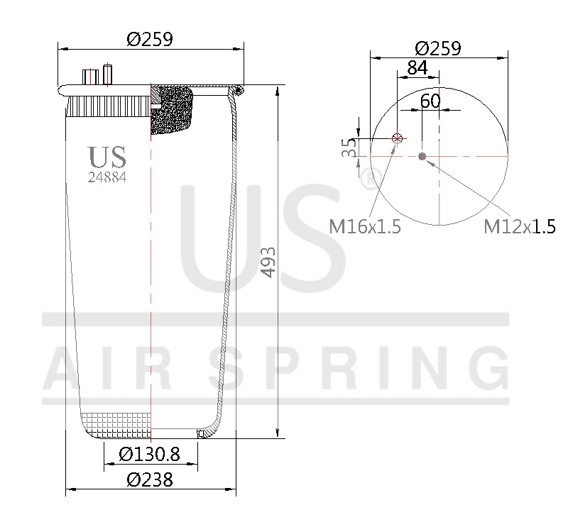 24884 P AIR SPRING WITHOUT PISTON